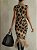 Vestido de Gola Alta Sem Mangas com Estampado de Leopardo Irregular e Franjas - Imagem 9