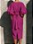 Vestido Elegante Gola Redonda e Mangas 3/4 Bufantes Bainha Dividida Ajustada - Imagem 15