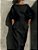 Vestido Elegante Gola Redonda e Mangas 3/4 Bufantes Bainha Dividida Ajustada - Imagem 3