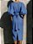 Vestido Elegante Gola Redonda e Mangas 3/4 Bufantes Bainha Dividida Ajustada - Imagem 8