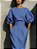 Vestido Elegante Gola Redonda e Mangas 3/4 Bufantes Bainha Dividida Ajustada - Imagem 7