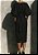 Vestido Elegante Gola Redonda e Mangas 3/4 Bufantes Bainha Dividida Ajustada - Imagem 2