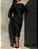 Vestido Elegante Gola Redonda e Mangas 3/4 Bufantes Bainha Dividida Ajustada - Imagem 1