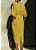 Vestido Elegante Gola Redonda e Mangas 3/4 Bufantes Bainha Dividida Ajustada - Imagem 10