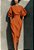 Vestido Elegante Gola Redonda e Mangas 3/4 Bufantes Bainha Dividida Ajustada - Imagem 16