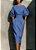 Vestido Elegante Gola Redonda e Mangas 3/4 Bufantes Bainha Dividida Ajustada - Imagem 6