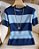 Camiseta Casual de Manga Curta Gola Redonda Listrada Bloco de Cores - Imagem 12