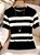 Camiseta Casual de Manga Curta Gola Redonda Listrada Bloco de Cores - Imagem 16