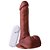 Prótese com Vibro Externo 17,5X3,7cm com Escroto e Ventosa Marrom | Pênis Realístico - Imagem 1