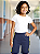 Bermuda Helanca Infantil Azul Marinho Friso Listra Amarelo - Imagem 3