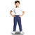 Calça Helanca Infantil Azul Marinho Friso Listra Vermelho - Imagem 1