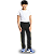 Calça Helanca Infantil Preto Friso Listra Amarelo - Imagem 1