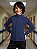 Blusa Helanca Juvenil Azul Marinho Friso Listra Amarelo - Imagem 3
