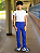 Calça Helanca Infantil Azul Royal Friso Listra Amarelo - Imagem 2
