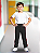 Calça Helanca Infantil Preto Friso Listra Vermelho - Imagem 2