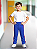 Calça Helanca Infantil Azul Royal Friso Listra Vermelho - Imagem 2