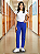 Calça Helanca Juvenil Azul Royal Friso Listra Amarelo - Imagem 3
