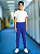 Calça Helanca Juvenil Azul Royal Friso Listra Amarelo - Imagem 2