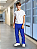 Calça Helanca Juvenil Azul Royal Friso Listra Vermelho - Imagem 2