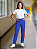 Calça Helanca Juvenil Azul Royal Friso Listra Vermelho - Imagem 3