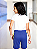 Bermuda Helanca Infantil Azul Royal Friso Listra Amarelo - Imagem 5