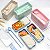 Marmita 3 Compartimentos Com Talheres E Trava Lateral Lunch Box 900ml FH19-055 - Imagem 1