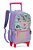 Kit Mochila Escolar Rodas Infantil Brilhante Lilás Lancheira Estojo Seanite - Imagem 2