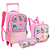 Kit Mochila Escolar Rodas Infantil Brilhante Rosa Lancheira Estojo Seanite - Imagem 1