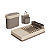 Kit com Escorredor Dispenser e Lixeira Coza Flat Bege - Imagem 1