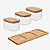 Conjunto 3 Potes Vidro Tampa E Bandeja Bambu Wolff 33cm - Imagem 2