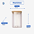 Pote Mantimentos Quadrado 1,1L Tampa Bambu Transparente - Imagem 3