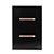 CJ INTERRUPTOR DUPLO SIMPLES 4X2 - NOVARA GLASS PRETO BRILHANTE/ OURO ROSE - Imagem 1