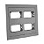 PLACA P/ 4 MODULOS SEPARADOS COM SUPORTE 4X4 - EKRON CINZA - Imagem 1