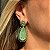 BRINCO DOURADO FLOR VERDE COM PEDRA VERDE - Imagem 1