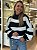 BLUSA TRICOT MEIA GOLA LISTRADA PRETA BRANCA - Imagem 1