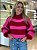 BLUSA TRICOT MEIA GOLA LISTRADA PINK VERMELHA - Imagem 1