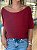 BLUSA TRICOT CANELADA MANGA CURTA MARSALA - Imagem 1