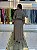 VESTIDO DE ORGANZA COM TRANSPARÊNCIA MANGAS LONGAS E GOLA ALTA - Imagem 2