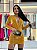 VESTIDO CURTO VELUDO COM PREGAS MOSTARDA - Imagem 1