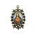 Medalha Sagrado Coração de Jesus com flores Ouro Velho - Imagem 1