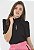 BLUSA LASTEX GOLA MANGA CURTA LANÇA PERFUME PRETO - Imagem 2