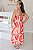 Vestido Feminino Midi Daniela Vermelho Estampado - Imagem 2