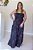 Vestido Feminino Longo Claudia Preto Flores - Imagem 1