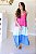 Vestido Feminino Midi Mada Tricolor Pink|Azul bb|Azul - Imagem 1