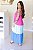Vestido Feminino Midi Mada Tricolor Pink|Azul bb|Azul - Imagem 2