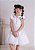Vestido Infantil Listrado Cinza e Branco - Imagem 1