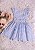 Vestido Infantil Alça Babados Xadrez Azul - Imagem 1