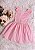 Vestido Infantil Alças Cruzadas Babados Rosa - Imagem 1
