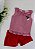 Conjunto Infantil Shorts Vermelho Com Detalhe Xadrez - Imagem 1