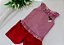 Conjunto Infantil Shorts Vermelho Com Detalhe Xadrez - Imagem 2